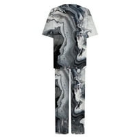 Jsaierl Womens Ljetni setovi kratki rukav Ležerne vrhove i široke hlače za noge postavljaju setovi za prozračivanje prozračnih odjeće