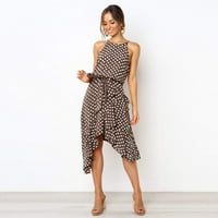 Ljetna moda Polka Dot čipka nepravilna 3-boja Ženska haljina, smeđa, XXXL, ženska haljina