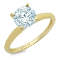 2.0ct okrugli rez plavi simulirani dijamant 18k žuti zlatni godišnjički angažman prsten veličine 6.5