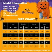 Qcmgmg boho duge s dugim rukavima Pulover za vježbanje Halloween bundeve plus veličine odjeća za žene