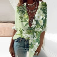 Cool izgled, vruće ponude Hime Trendi Ženski vrhovi Žene Ležerne tipke Print košulje Dugi rukavi Prevelicini