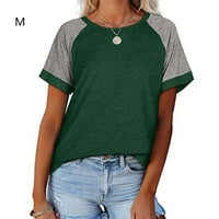 Ženska majica Blok u boji s kratkim rukavima bluza za bluzu za vrata