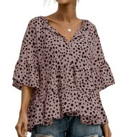 Dadaria majice za žene Trendi ženski modni ljetni leopard tiska na V-izrez polu rukave, ženska bluza