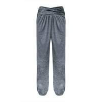 Ženske harem hlače v Cross High Struk Ležerne prilike Flowy Yoga Joggers Loose Comfy Lounge Pajamas