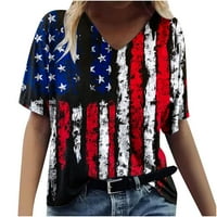 GUZOM 4. srpnja Košulje za žene - Neovisnosti Dan Trendi Američka zastava Vintage Comfy vrhovi V izrez