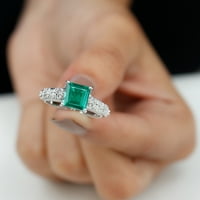 Žene 2. CT Princess Cut kreirao je smaragdni prsten sa dijamantima u vintage stilu, srebrna srebra,