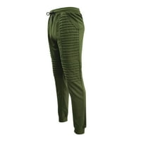 Muške casual pantalone Slim Fit izvlačenja Stretch Pleated pantalone Sportska jogging hlače Vojska zelena
