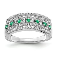Čvrsti 14K bijeli zlatni dijamant i smaragdni zeleni mogu dragi jedinstveni angažman prsten veličine
