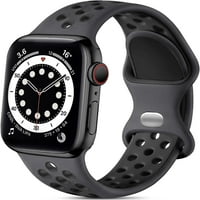 Sportski bendovi kompatibilni sa Apple Watch Band, mekim silikonskim prozračnim bendom kompatibilni za Apple Watch Se IWatch serije 1, antracit crna, s m
