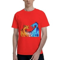 Crveni i plavi zmaj plamen muških majica kratkih rukava crvena 5x-velika
