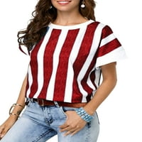 Avamo Boho Striped Tee T majice za žene kratki rukav okrugli vrat Majica Labavi labavi bluza pulover Tunic