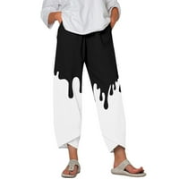 OciviesR Pogodne hlače za žene široke noge Capris ženske ljetne obrezive hlače plaža elastična vreća