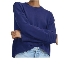 Ženska casual crewneck gornja labava pulover pulover bazični modni dugi rukav pleteni dukseri