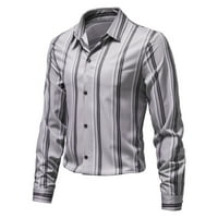Entyinea muške majice Classic Dugi rukav Basic gumb dolje majica sa džepom sive s