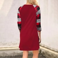 Maxi haljina za ženska haljina za sunčanje izrez s dugim rukavima od ispisanim crvenim m