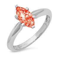 1CT Marquise Cred Crveni simulirani dijamant 14k bijelo zlato Graviranje Izjava Godišnjica angažmana vjenčanja SOLITAIRE Veličina prstena 5,75