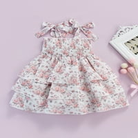 Haljina od male djevojke Biekopu, remen bez rukava ružičasti ružine s višeslojnih rujarskih haljina