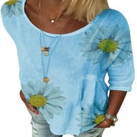 Ženske kratkih rukava labava bluza Ljetne dame Daisy cvjetni ispis majica Plus size