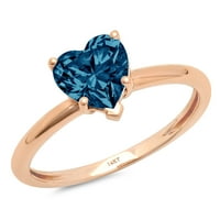 2.0ct srce rez prirodni london plavi topaz 18k ruža zlatna godišnjica za angažman prsten veličine 8.5