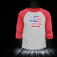 Trgovina 4EVER-a Američka zastava Suncokret cvijet zvijezda 4. jula Raglan bejzbol košulje velikog heather