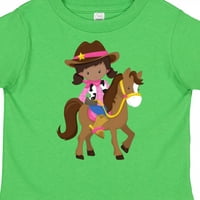 Inktastična afrička američka djevojka, kaubojka, šerife, konja rukavica majica Toddler Girl majica