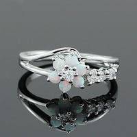 Vintage Exquisite Dame Ring Pink bijeli Opal cirkon prsten bakrene prsten