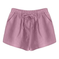 Zhizaihu kratke hlače sa džepovima za žene Ljeto u boji pamučne i posteljine kratke hlače povremene