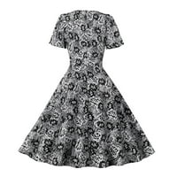 Ženska vintage 1950-ih retro rockabilly mamurska haljina 50-e-line koktel party haljina crna m