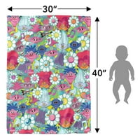 Trolls Bobet, 30 X40 Troll glava i cvjetni uzorak mekani runo za bebe pokrivač za dijete za dijete,