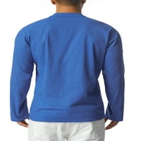 Fround Muška pamučna posteljina Henley majica s dugim rukavima hipi t majice niz lagani tines obično