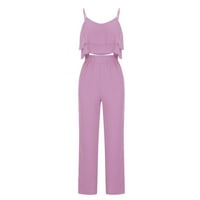 Outfits za žene, Soild Camisoles Spaghetti trake vrhovi sa širokim hlačama labave ležerne prilike ružičasti klirens