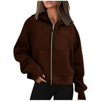 Podplag ženske dukseve na pola zip obrezane pulover Fleece Quart crowper dukseve sa čvrstim bojama za
