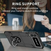 Allytech za Samsung Galaxy Z Flip futrola sa zaštitnikom zaslona, ​​udarca magnetskog prstenastih držača ruganog anti-klizanja udarna kućišta za Samsung Z Flip 5g, crna