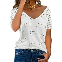 LeylayRay Žene Ležerne prilivne majice Kratki rukav modni srčani tiho The Majice Tee Womens Bluza