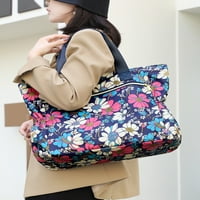 Sanviglor Women Torba Veliki kapacitet Tote torba Top ručka Jednostavne torbe za rame Multi džepovi Dame Lagane cvjetni modni patentni zatvarač plavi cvjetni cvjetni