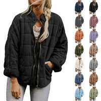 Ženska modna čvrsta postolje od pamučne pamučne jakne labav džep, kaput dugih rukava, đumbir