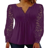 Paille dame majica dugih rukava sa dugim rukavima Nasledna majica Loose Radne pulover Purple XL