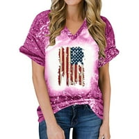 Kravata američka majica Žene USA zastava TOP TEE 4. jula Patriotske zvijezde Striped Vintage izbjeljene