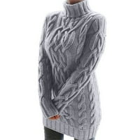 pxiakgy zimski kaputi za žene SleeveTurtlenec visoki skakač pulover zimski struk dugačak džemper od labave haljine žene džemperwomen džemper kaput sivo + xl