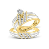 14kt dvotonski zlato Njegov njen okrugli dijamantski klaster podudaranje vjenčanja CTTW