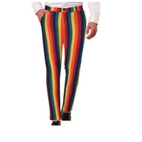 Yievit muške hlače Ležerne prilike trendi čišćenje vertikalni prugasti patchwork print pantalone Festival