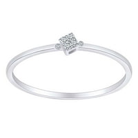 Okrugli bijeli prirodni dijamantski zaručnički prsten 14K čvrsto bijelo zlato Veličina-9