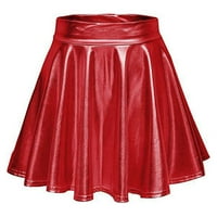 Womans Metallic Mini suknja Shiny Nightclub Kratke suknje Performanse Pleted High Squik patent zatvarača