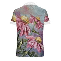 Cacommmark Pi ženski vrhovi čišćenje Ženska ljetna V-izrez Čipka za patchwork majicu casual bluza s