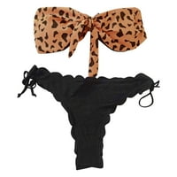 Kupaći kostimi Žene Žene Leopard Bikini kupaći kostimi dva bikinija set kupaći kostimi Tankenis Set Poliester Khaki M