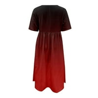 Tking Fashion ženska ljetna casual boho print labava majica haljina kratkih rukava Maxi plaža crvena 2xl