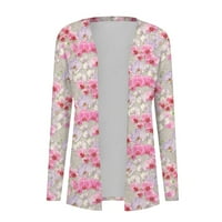 HHEI_K Cardigani za žene Ženska modna casual cvjetni print dugih rukava midi kardigan jakna