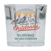 Obing Wisconsin Istražite otvoreni suvenir Square Square Base alkohol Staklo 4-pakovanje