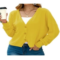 Žene Jesen Solid Color Front Open Cardigan Dugme s dugim rukavima dolje Ležerne prilike Klintne džempere