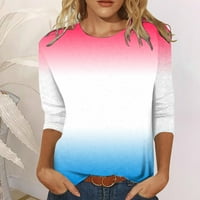 Ženske košulje Četvrto julske rukave Dan Nezavisnosti Ležerne prilike, majice za žene, Pink, XXL